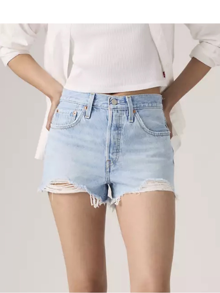Levi’s Light Blue Distressed Denim Shorts - Women